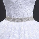 Vintage Wedding Dresses A Line Lace Apllique Bridal Gown Crystal Belt MyChicDress